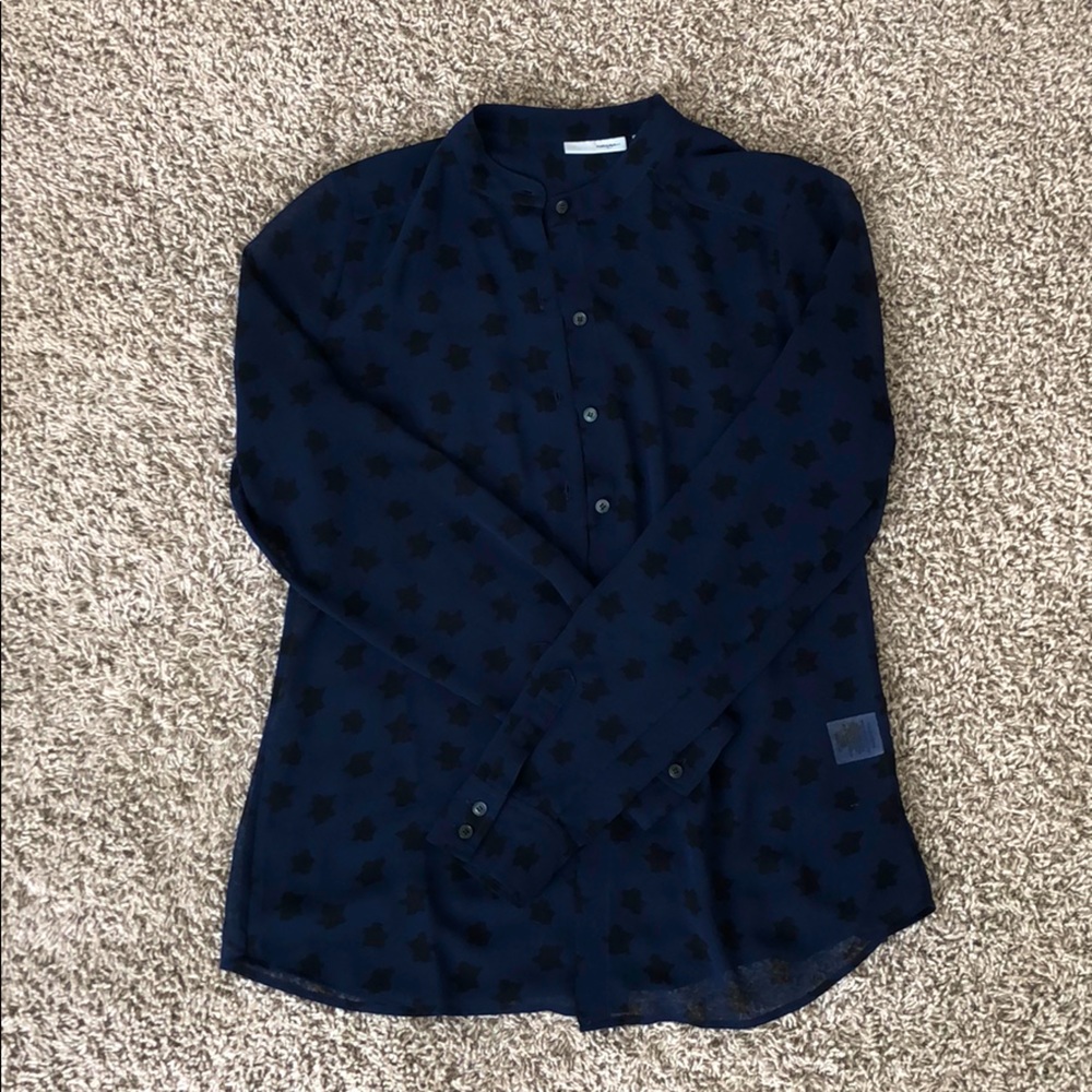 Long sleeve sheer button up shirt